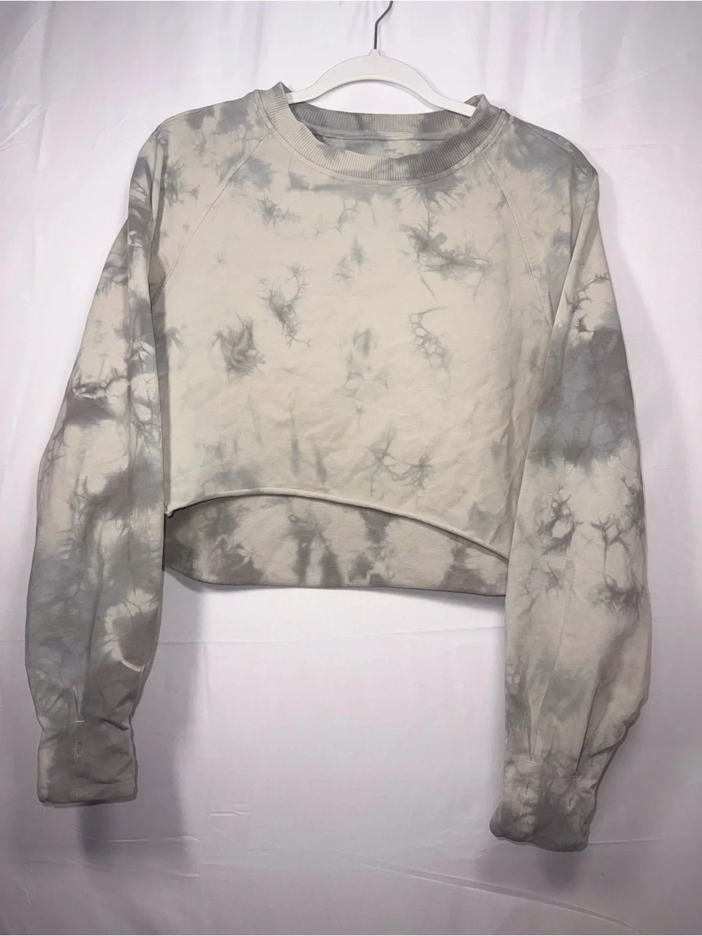 Lululemon Women Tie-Dye Cropped Sweatshirt Pullover- Gray/White Size 6 /S